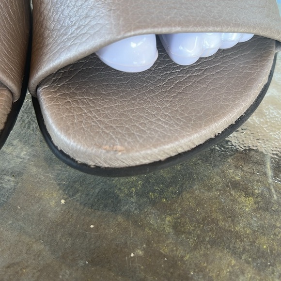 Arche France Gray Leather Peep Toe Slingback Sandals 40 US 9 Comfort Minimalist - Picture 2 of 10